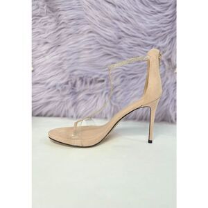 AAJ by Aminah Women's Aniya Lucite High Heel Dress Sandals - Nude/Silver 10M